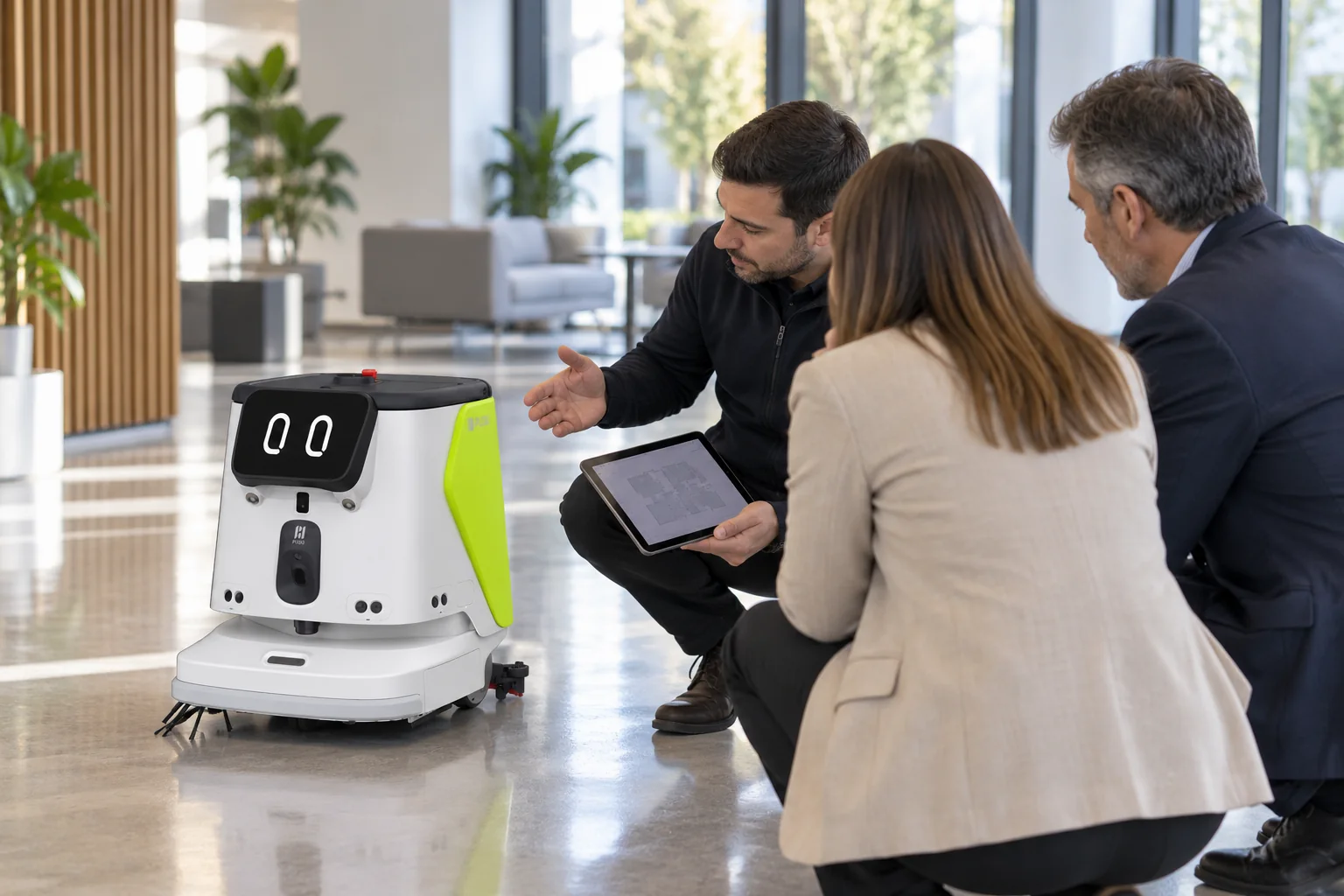 Demostración del robot de limpieza PUDU CC1 Pro